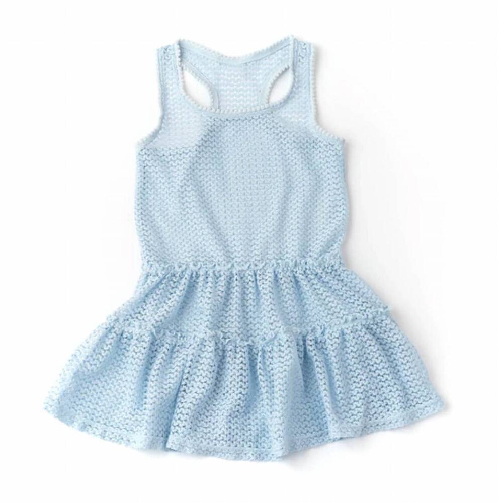 NEW SHADE CRITTERS girl's crochet tank cover up dress in blue